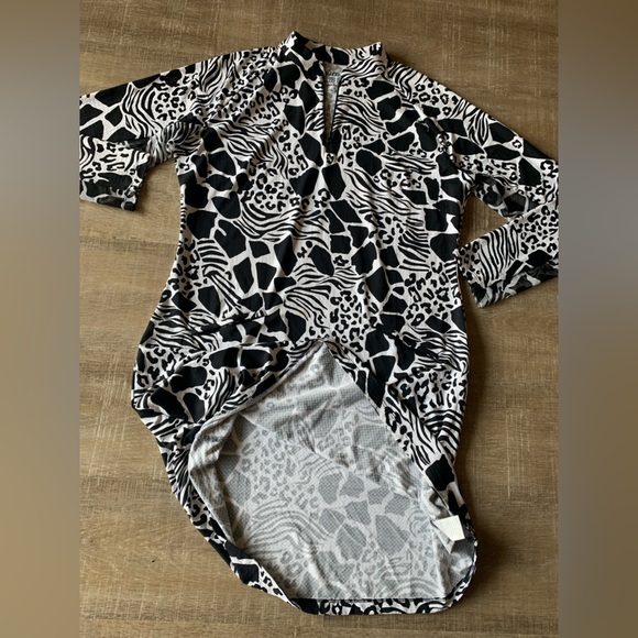 IBKUL Women’s BIANCA Long Sleeve Mock Neck Golf Dress sz L textured UPF 50 Black - Picture 6 of 12